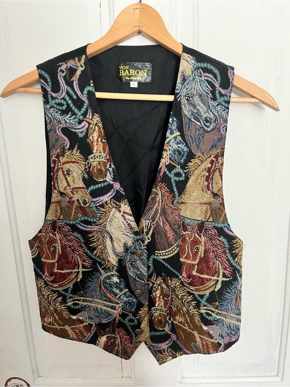 Black Multicolor Horse Tapestry Bodysuit Top